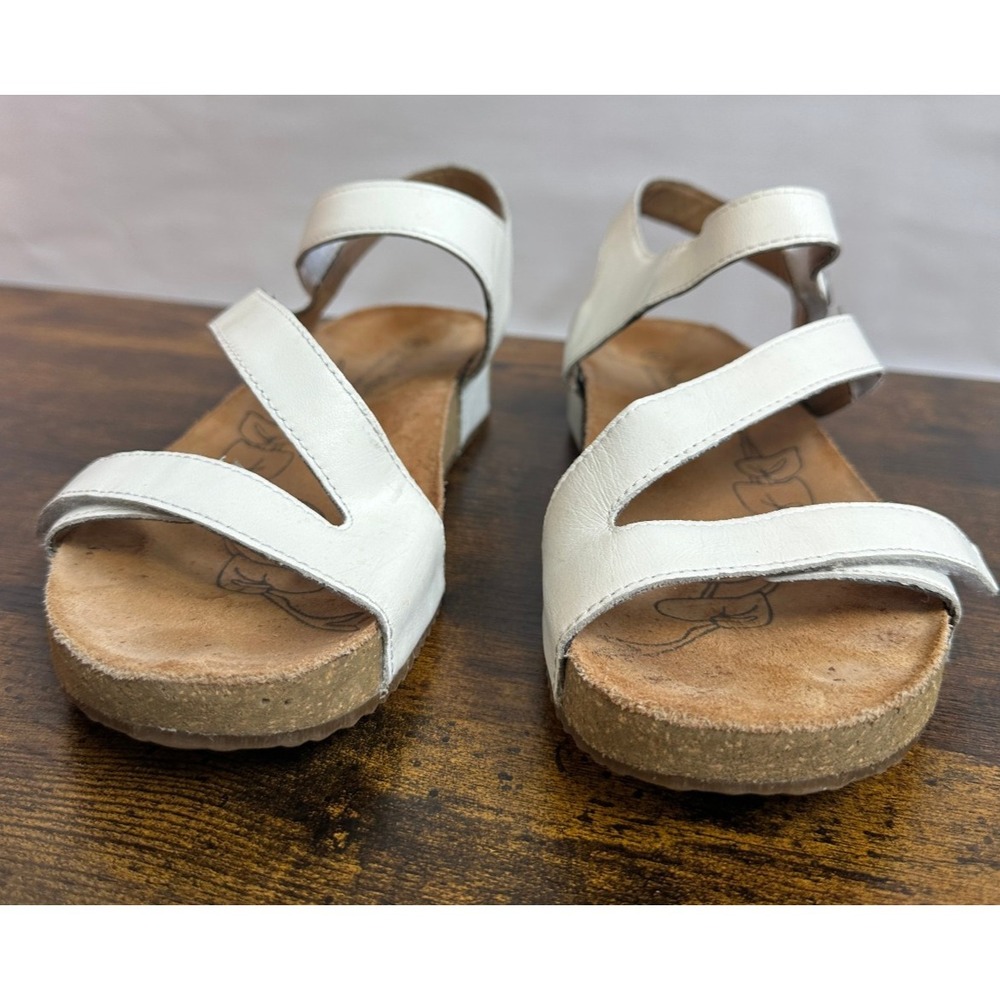 Josef Seibel Tonga 25 Women's Sandals White Leather Tan Cork Size 41 US 10 -10.5 - Picture 4 of 11
